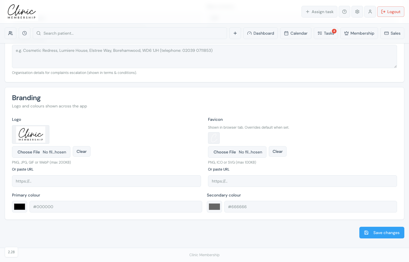Favicon upload in Settings → Business → Branding with a square icon preview