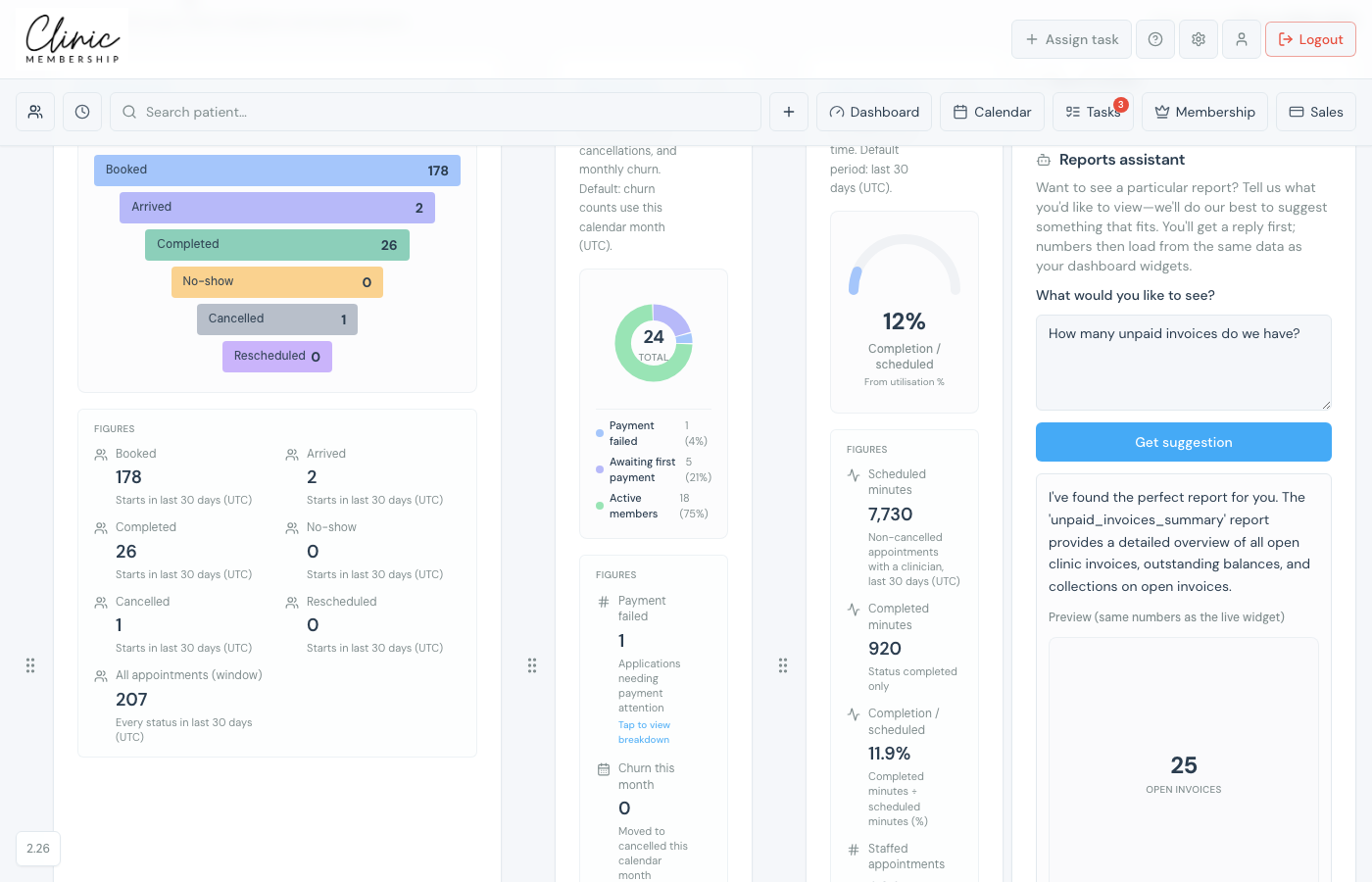 Reports assistant with a question and suggested report preview