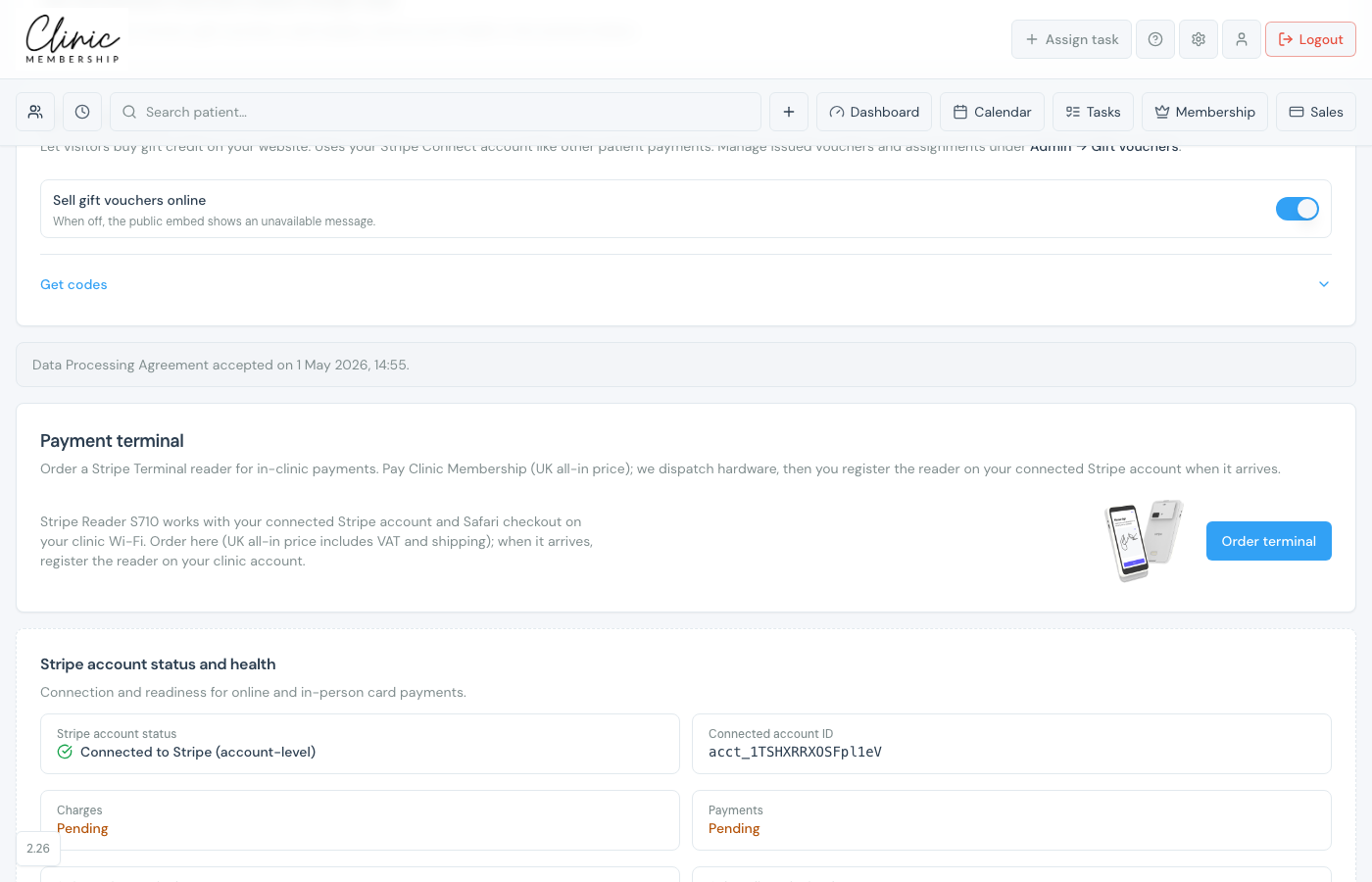 Data Processing Agreement checkbox in Payments settings