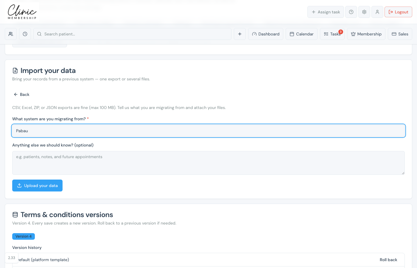 Send files to our team form with migrating-from field and upload