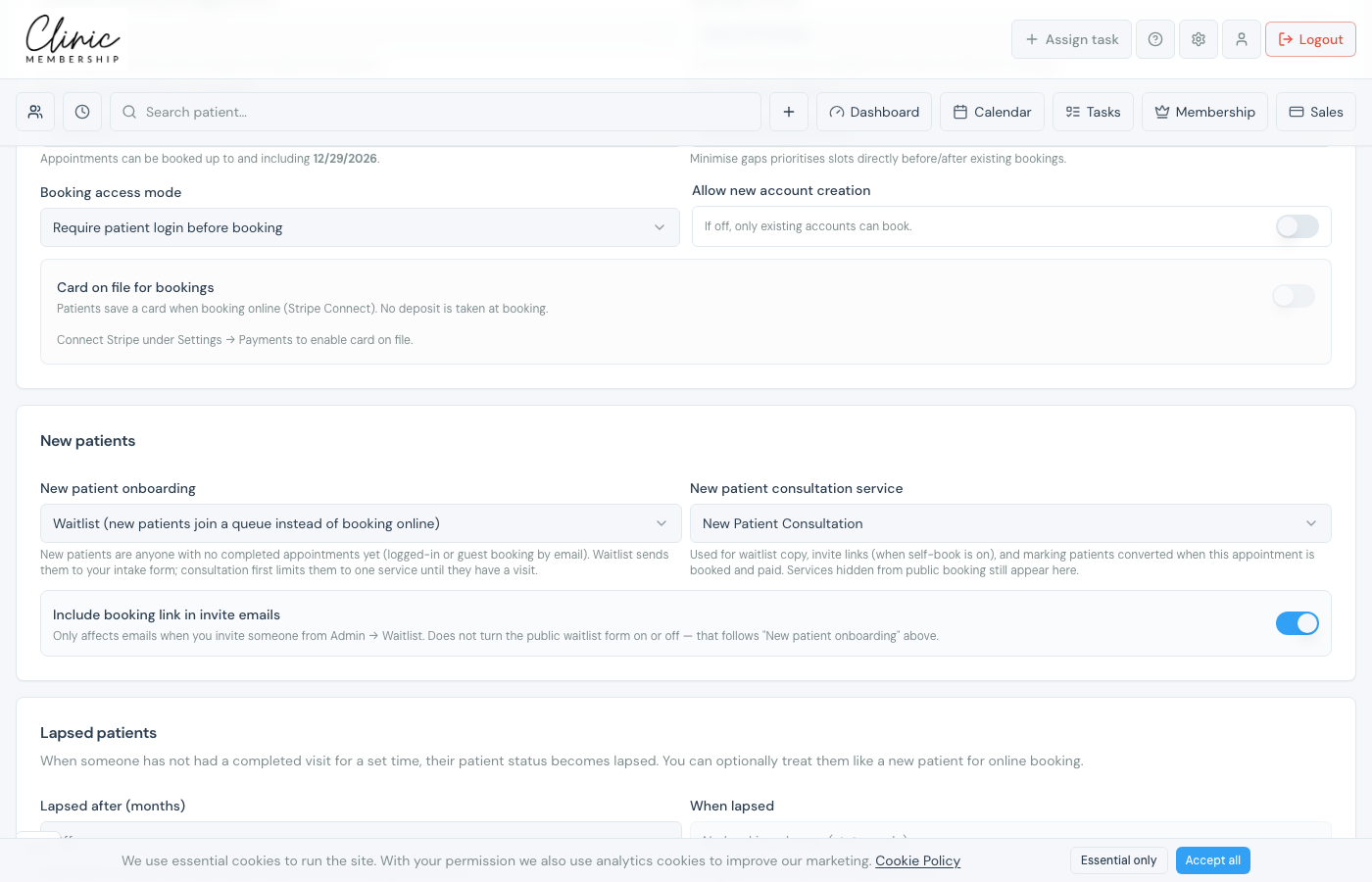 New patient onboarding set to Waitlist